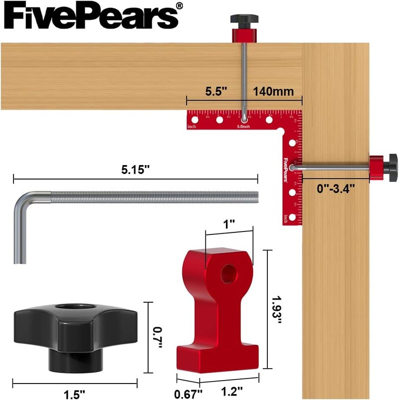 FIVEPEARS 4 Pack 90 degree positioning square clamps set for woodworking, 5.5" x 5.5"(14 x 14cm) aluminum precision right angle corner clamp for square picture frame tool box cabinet drawer and wood - Image 2